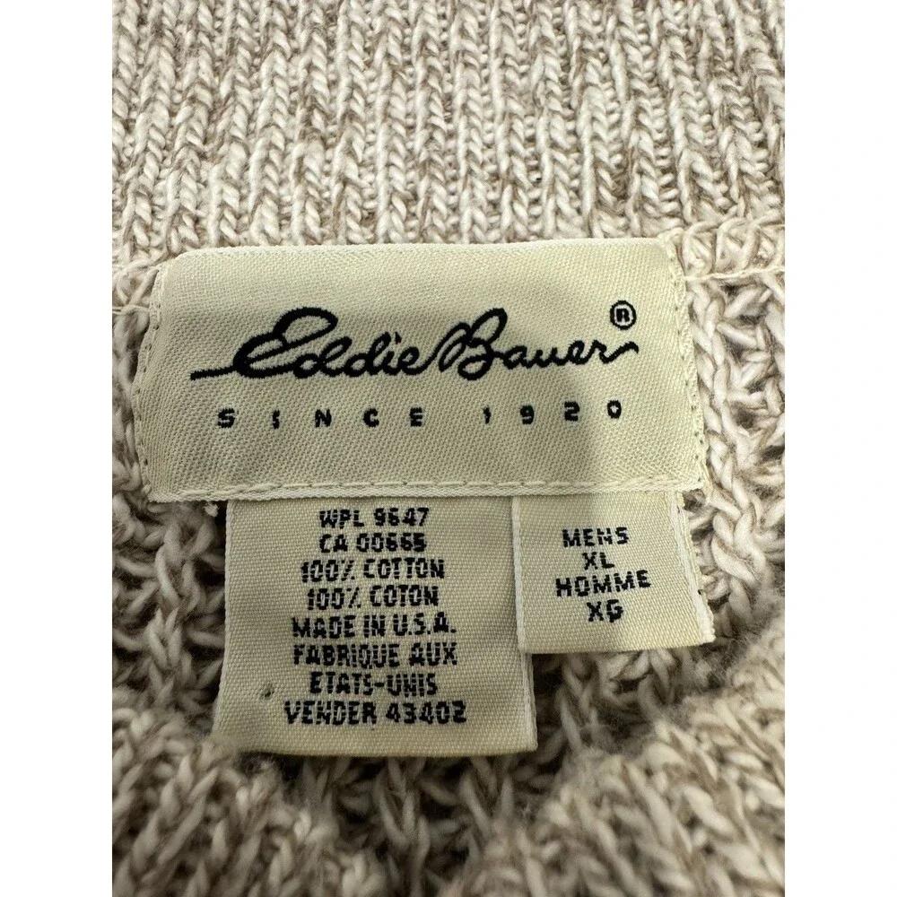 Eddie Bauer Sweater Mens XL Beige Henley Pullover Vintage USA Grandpacore - Picture 3 of 8